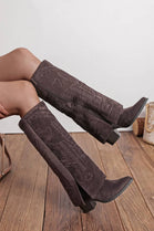 Women’s Brown Suede Fold-Over Knee-High Western Cowboy Boots