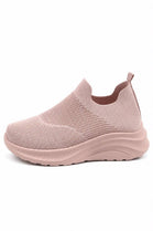 Ladies Breathable Knit Slip-On Trainers Lightweight Casual Walking Shoes-Pink