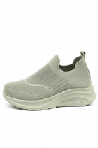 Ladies Breathable Knit Slip-On Trainers Lightweight Casual Walking Shoes-Green