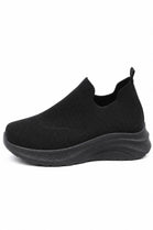 Ladies Breathable Knit Slip-On Trainers Lightweight Casual Walking Shoes-Black