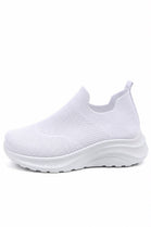 Ladies Breathable Knit Slip-On Trainers Lightweight Casual Walking Shoes-White