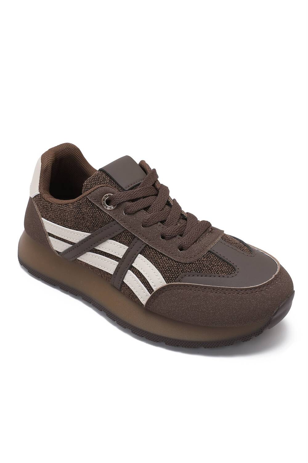 Women’s Brown Contrast Panel Sneakers – Chunky Platform Trainers