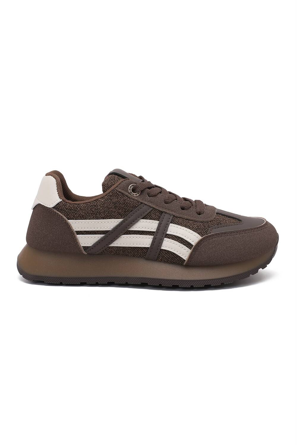 Women’s Brown Contrast Panel Sneakers – Chunky Platform Trainers