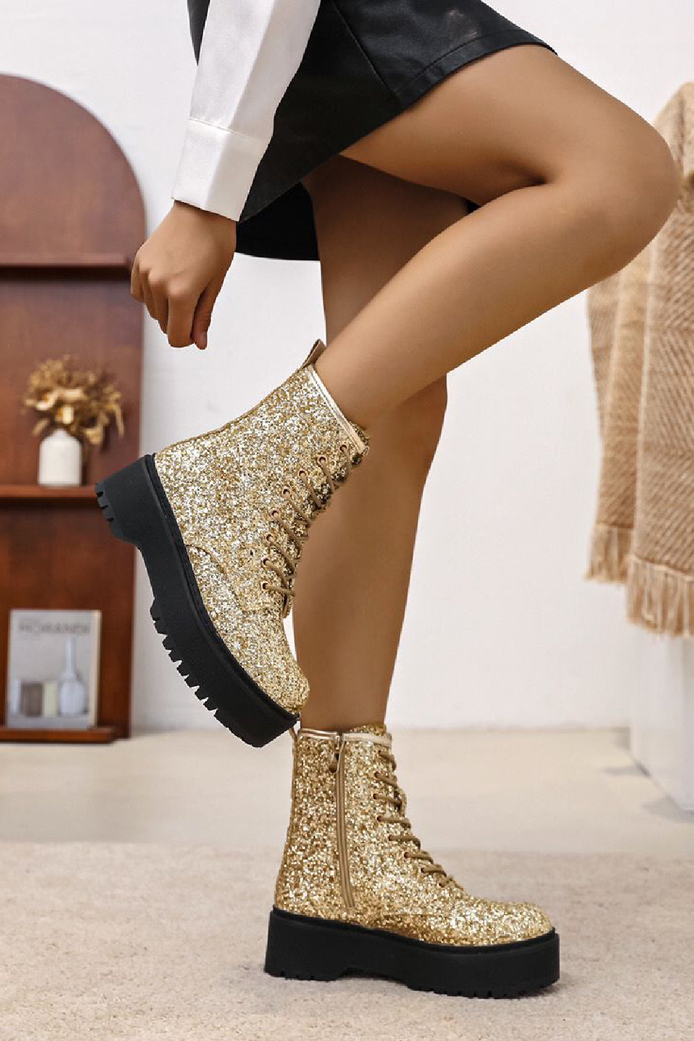 Gold sparkly booties best sale