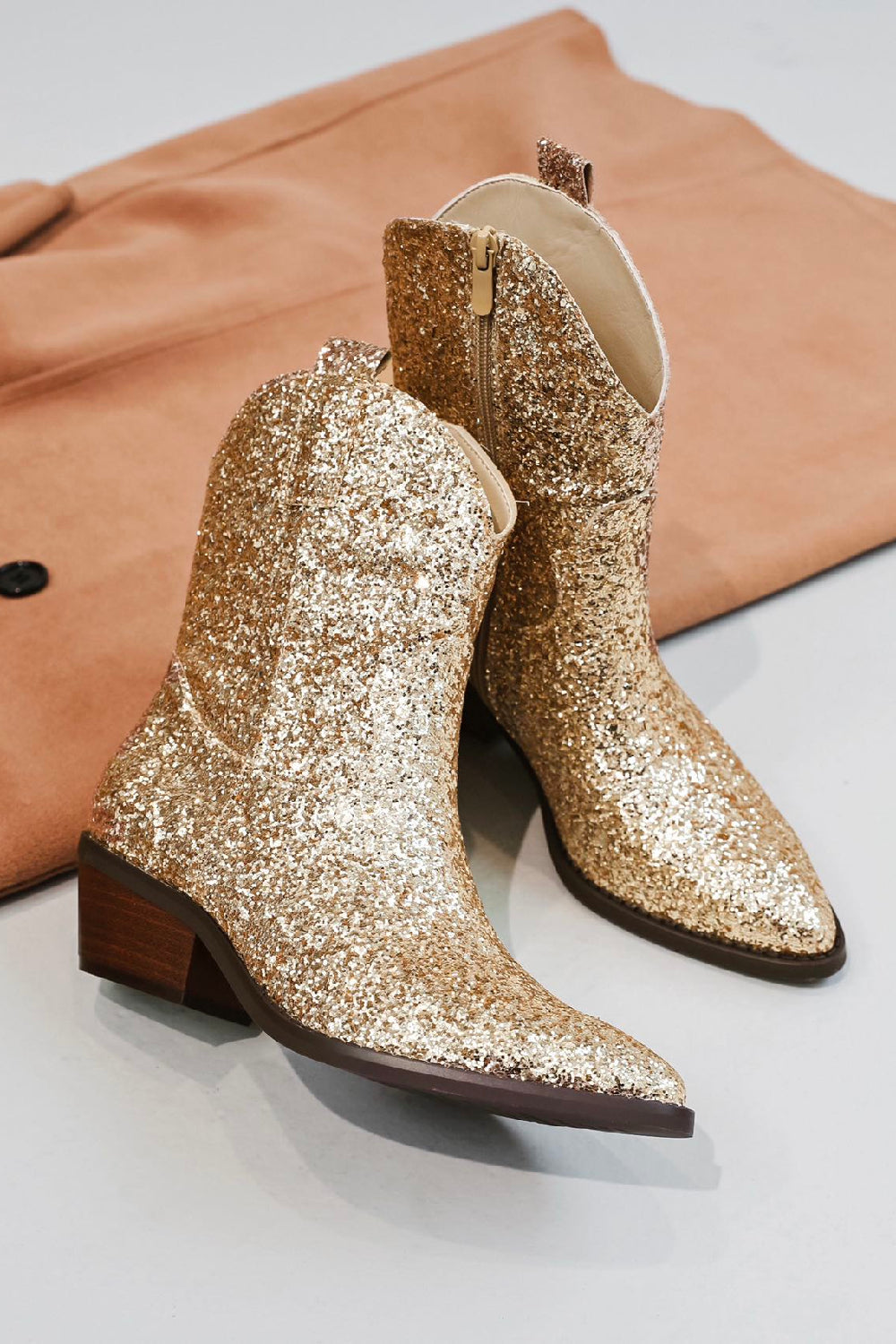 Gold sparkle booties hotsell