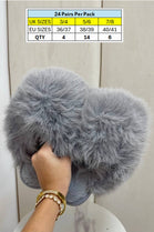 GREY EXTREME COSY OVERSIZED FAUX FUR FLUFFY WINTER SLIPPERS SHOES (24 PAIR) Unit Price £4.99