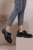 BLACK LACE UP FRONT OXFORD LOAFER GRIP SOLE SCHOOL COLLEGE OFFICE WORK SHOES