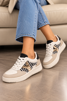 Metallic Detail Lace Up Trainers In Zebra | Wholesale