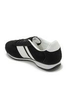 ROUND TOE SIDE LINE STRIPPED DETAILED GUM SOLE TRAINERS IN BLACK