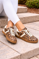 Women's Leopard Print Trendy Casual Lace-Up Fashion Trainers (UK4-UK8 Sizes)