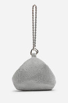 Women's Silver Rhinestone Clutch with Twisted Rope Chain