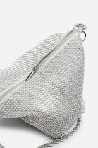 Women's Silver Rhinestone Clutch with Twisted Rope Chain