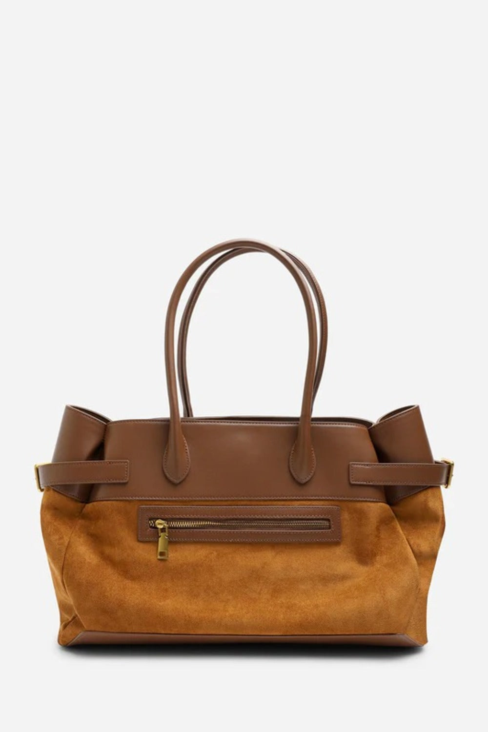 Premium Brown Faux Suede & Leather Accented Tote Bag – Sophisticated Everyday Carry