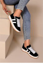 BLACK LACE UP SIDE DETAIL DESIGNER TRAINERS