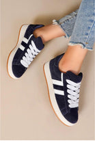 BLUE LACE UP SIDE DETAIL DESIGNER TRAINERS