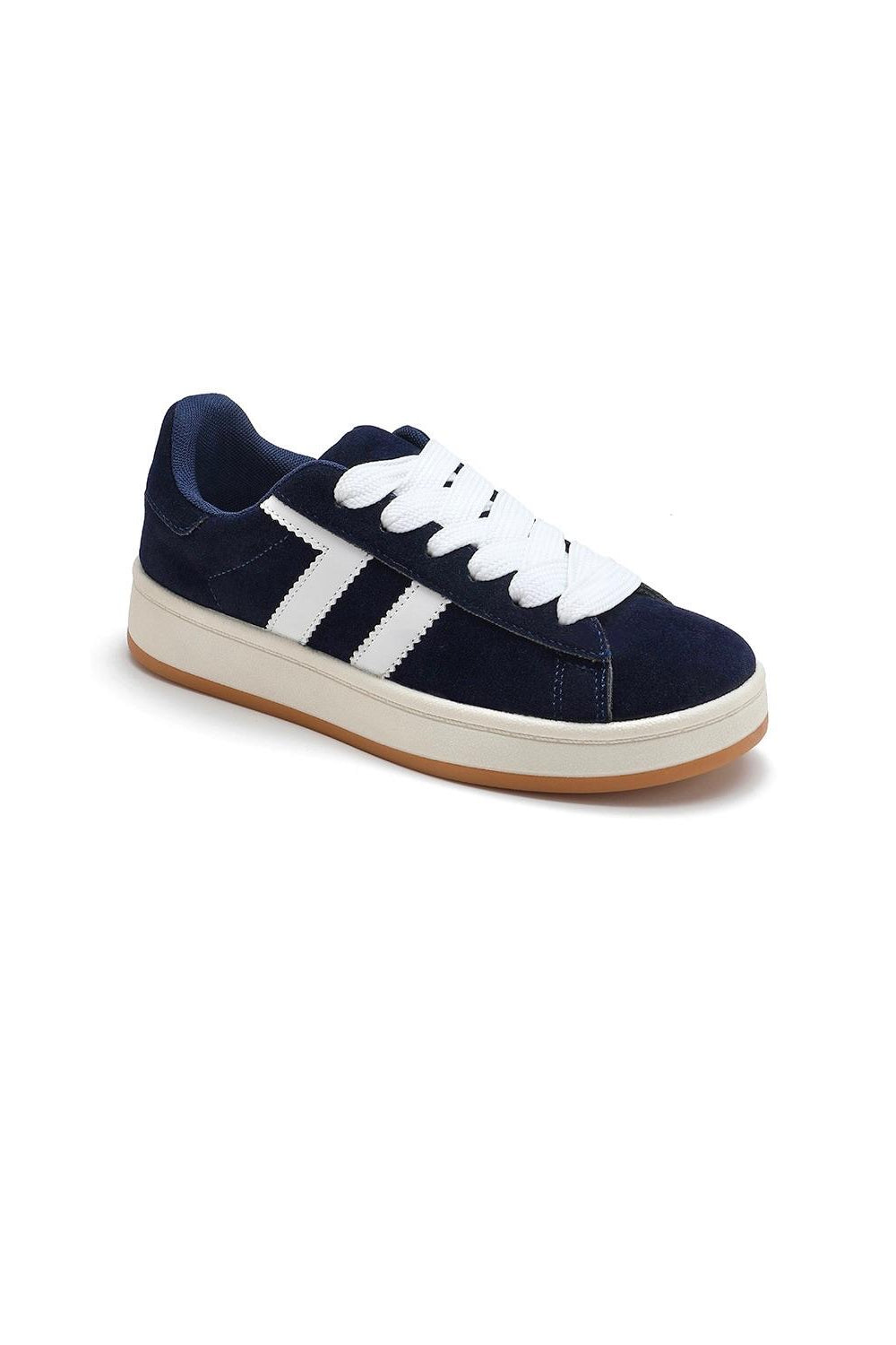 BLUE LACE UP SIDE DETAIL DESIGNER TRAINERS