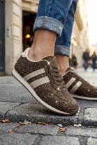 Crystal Embellished Comfort Trainers in Brown – Women’s Premium Wholesale Footwear