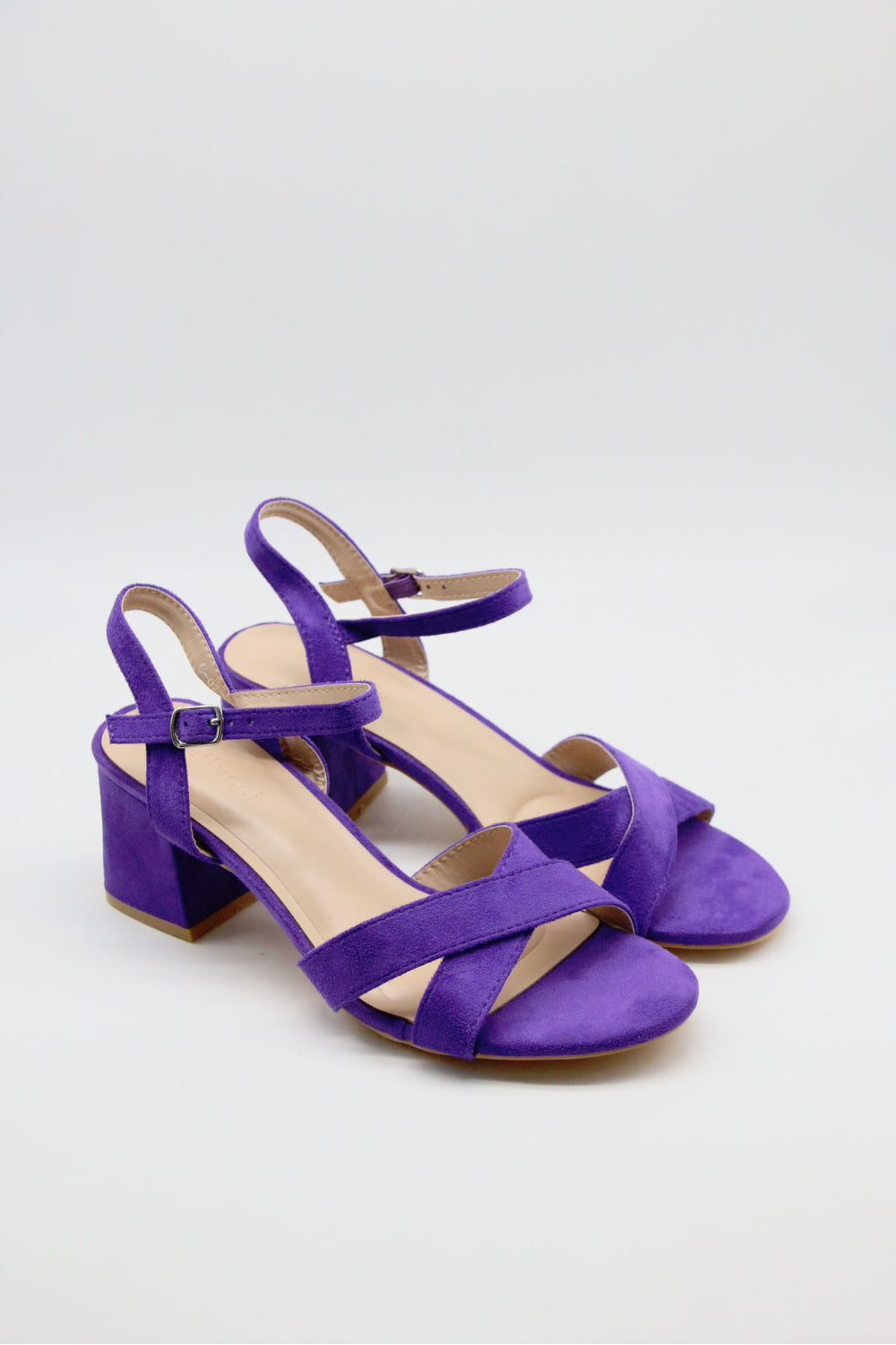 Women’s Purple Faux Suede Block Heel Strappy Sandals
