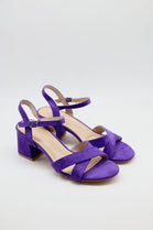Women’s Purple Faux Suede Block Heel Strappy Sandals