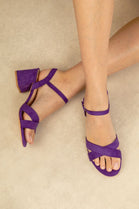 Women’s Purple Faux Suede Block Heel Strappy Sandals