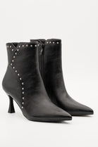 Women's Studded Stiletto Heel Ankle Boots in Black