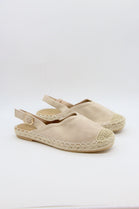 Beige Faux Suede Espadrille Slingback Flats Summer Casual Shoes