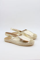 Gold Espadrille Slingback Flats Summer Casual Shoes
