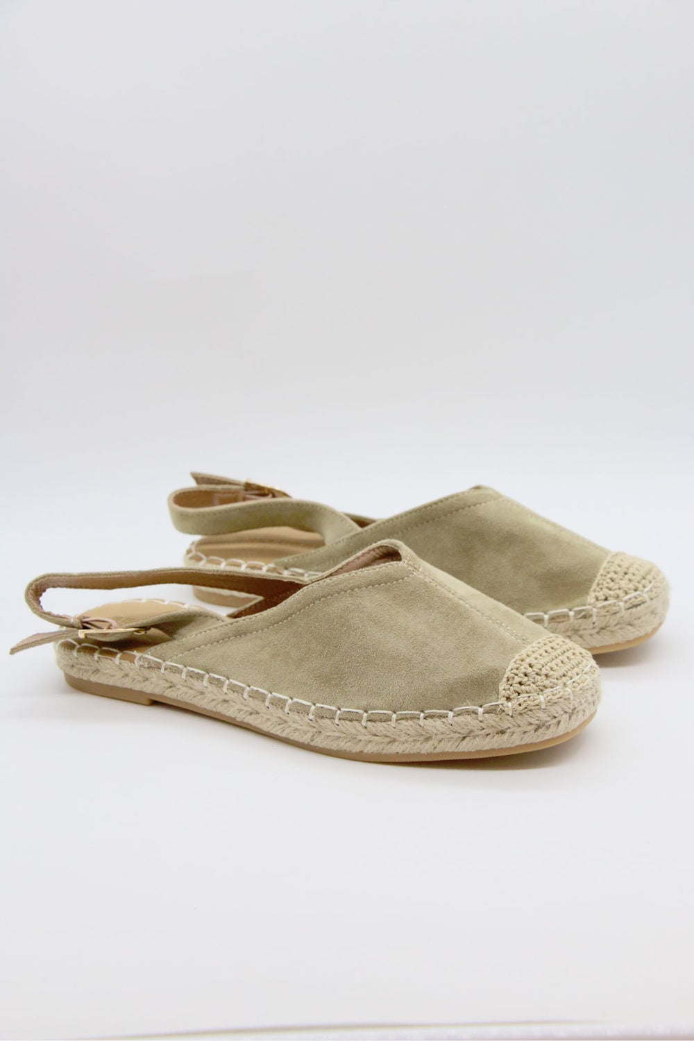 Green Faux Suede Espadrille Slingback Flats Summer Casual Shoes
