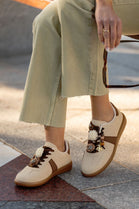 Beige Floral Charm Low-Top Sneakers Casual Urban Trainers