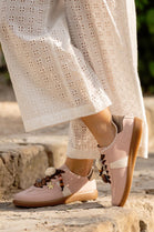 Pink Floral Charm Low-Top Sneakers Casual Urban Trainers