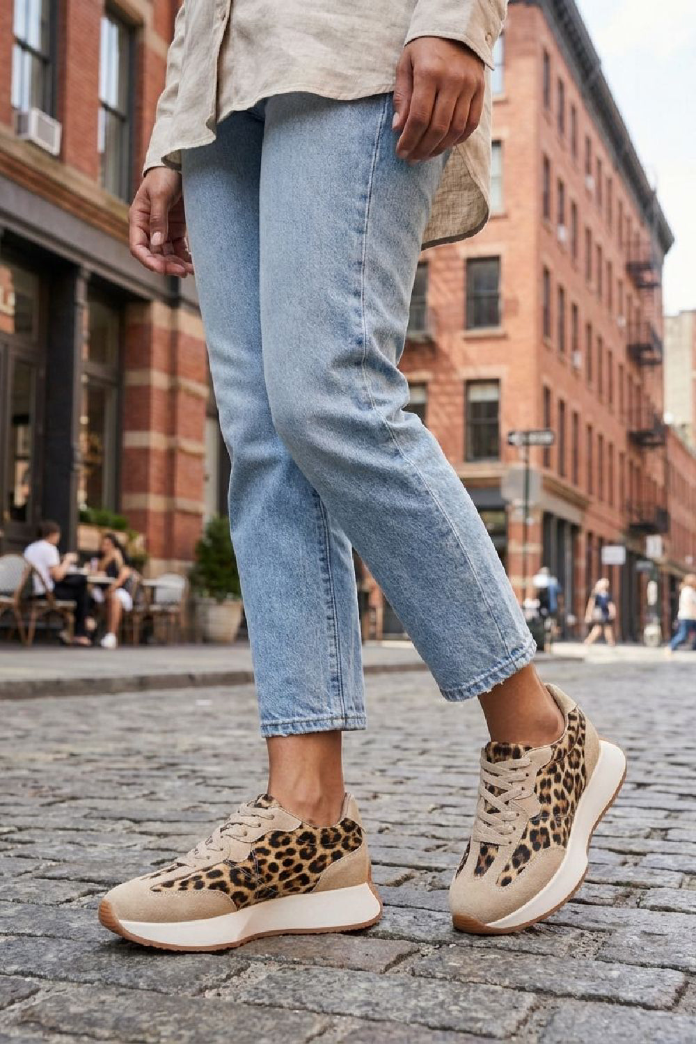 Women's Leopard Print Lace Up Chunky Runner Trainers