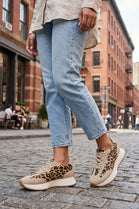 Women's Leopard Print Lace Up Chunky Runner Trainers