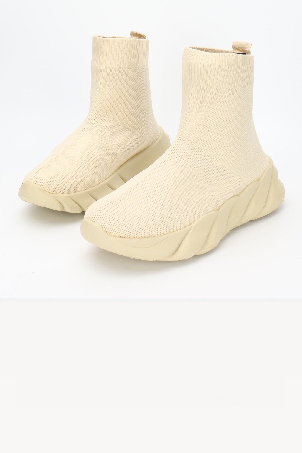 Women’s Beige Sock Sneakers Chunky Sole Fashion Trainers