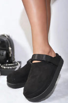 Black Chunky Slingback Closed Toe Clogs