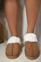 Chestnut Faux Fur Lined Slip-on Slippers
