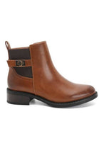 Women’s Camel Leather-Look Ankle Boots with Buckle Detail & Block Heel