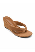 Wholesale Camel Suede Wedge Platform Mules