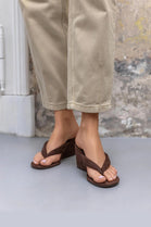 Wholesale Brown Suede Wedge Platform Mules