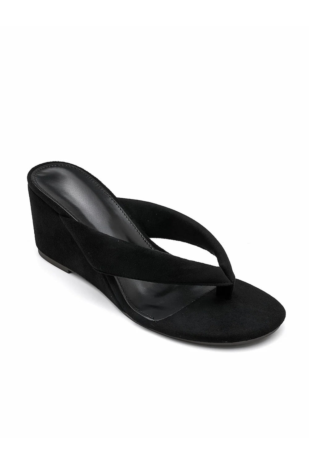 Wholesale Black Suede Wedge Platform Mules