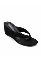 Wholesale Black Suede Wedge Platform Mules