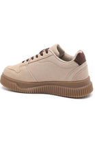 Women's Khaki Suede Platform Trainers with Contrast Side Motif