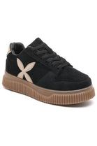 Women's Black Suede Platform Trainers with Contrast Side Motif