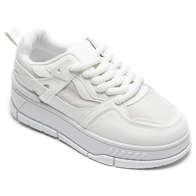 Women's All-White Chunky Platform Trainers | Wholesale Footwear