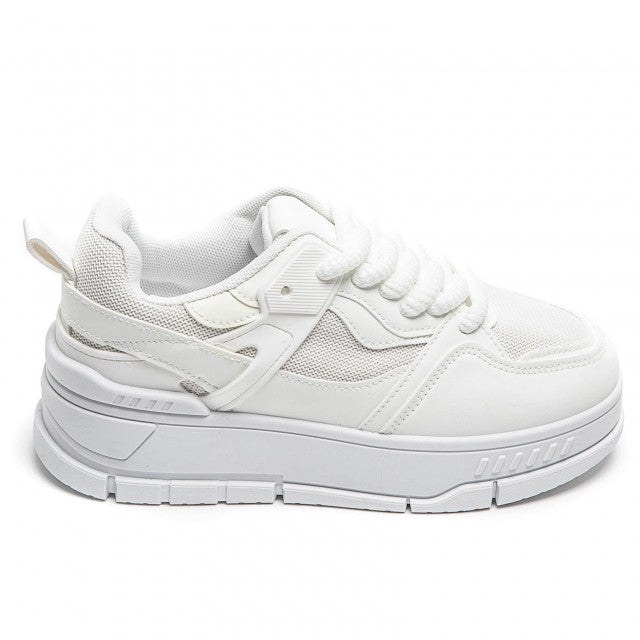 Women's All-White Chunky Platform Trainers | Wholesale Footwear