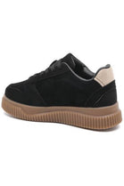 Women's Black Suede Platform Trainers with Contrast Side Motif