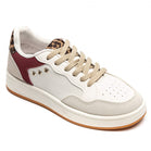 Ladies Wine and Leopard Print Panel Lace-Up Chunky Sole Fashion Trainers