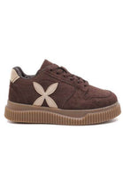 Women's Brown Suede Platform Trainers with Contrast Side Motif