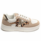 Ladies Leopard Print Metallic Panel Lace-Up Platform Trainers Sneakers