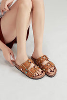 CAMEL WESTERN MULTI STUDDED BUCKLED SANDALS