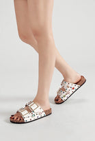 WHITE WESTERN MULTI STUDDED BUCKLED SANDALS
